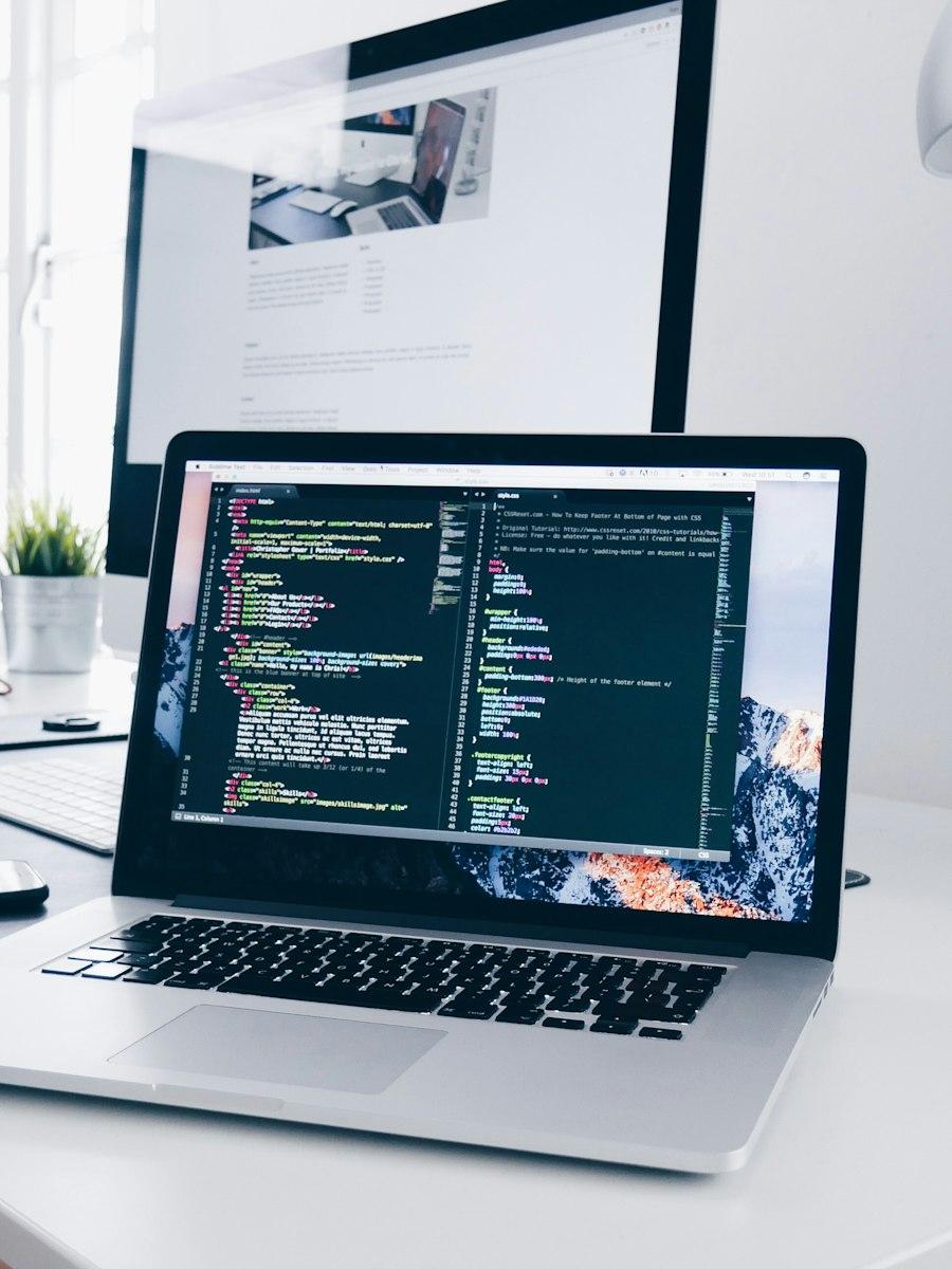 Computer code on a laptop